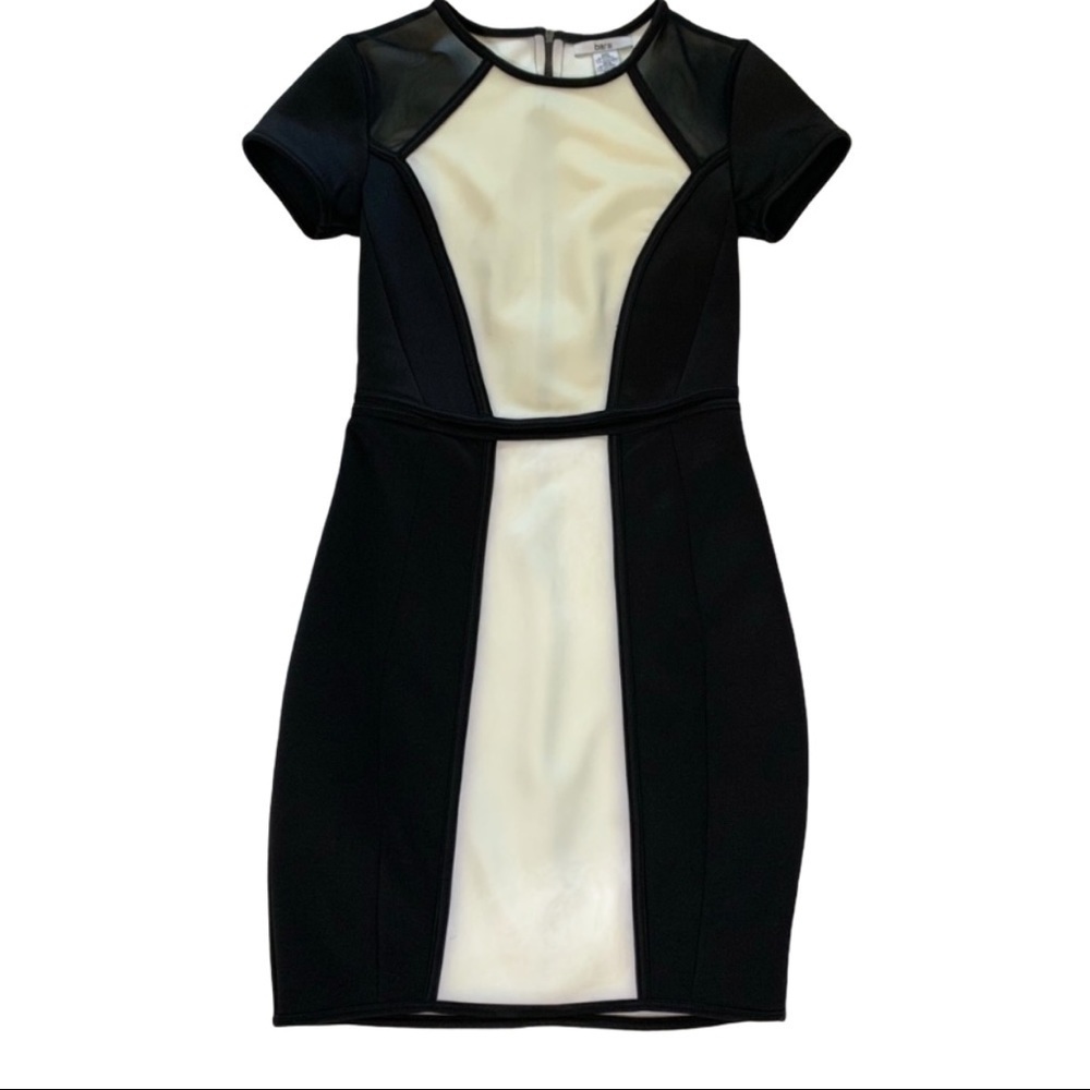 BarIII Dress With Mesh Waist And Shoulder Detail